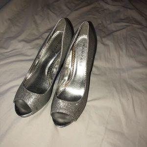 Size 10 Rampage Silver Sparkle Heels